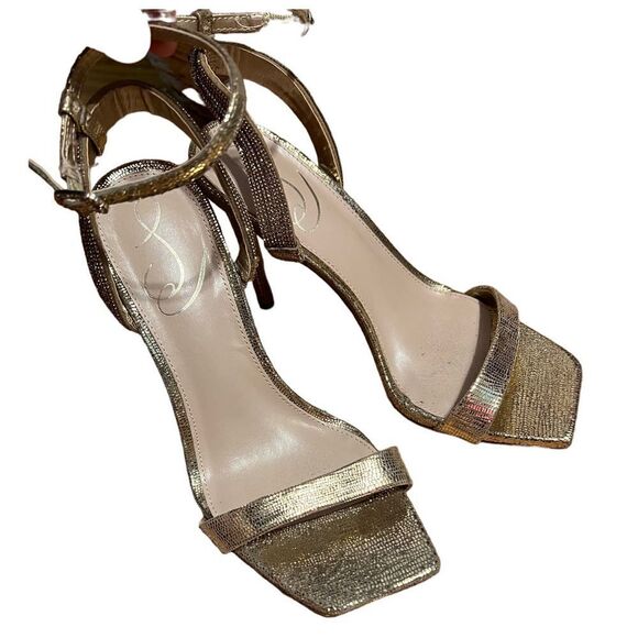 Sam Edelman Ophelia Gold Open Toe Heels Sz. 6 - Picture 3 of 12